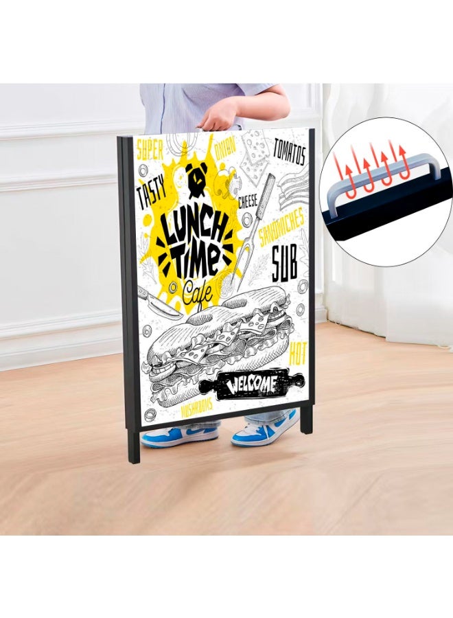 كيدل حامل عرض لوحة KT مزدوج الجوانب مع فتحات تحميل علوية - حامل لافتات محمول قابل للطي على شكل حرف A للإعلان عن شاي الفقاعات، لافتات الرصيف الخارجية (60 × 90 سم، لا يشمل ملصقًا سميكًا، أسود) - Image 1