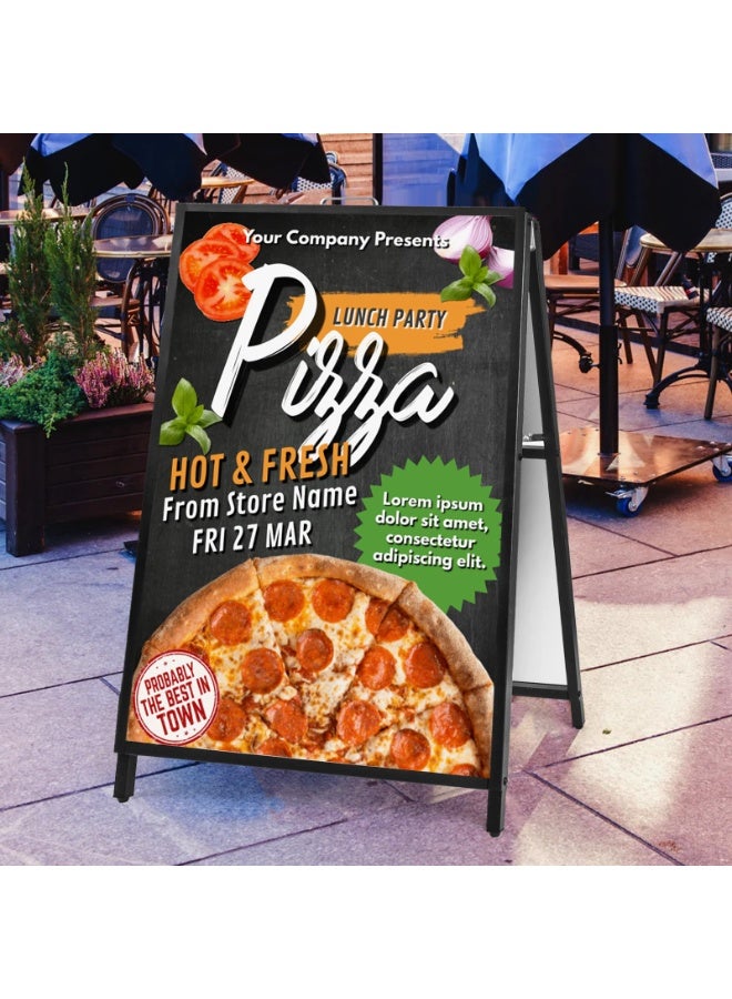 كيدل حامل عرض لوحة KT مزدوج الجوانب مع فتحات تحميل علوية - حامل لافتات محمول قابل للطي على شكل حرف A للإعلان عن شاي الفقاعات، لافتات الرصيف الخارجية (60 × 90 سم، لا يشمل ملصقًا سميكًا، أسود) - Image 2