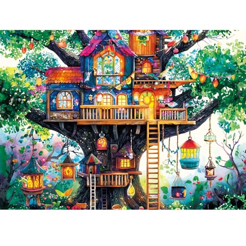 Nitktaia 500 Piece Puzzle for AdultFantastical Treehouse Escape Puzzle for Adult SeniorColorful Whimsical Art Style Jigsaw Puzzle 500 PieceChallenging Family Game Gift for Friends Men Women Senior20515In - Image 1