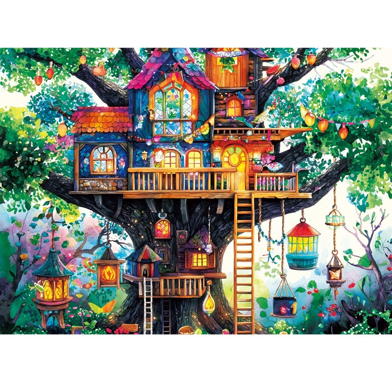 Nitktaia 500 Piece Puzzle for AdultFantastical Treehouse Escape Puzzle for Adult SeniorColorful Whimsical Art Style Jigsaw Puzzle 500 PieceChallenging Family Game Gift for Friends Men Women Senior20515In - Image 3