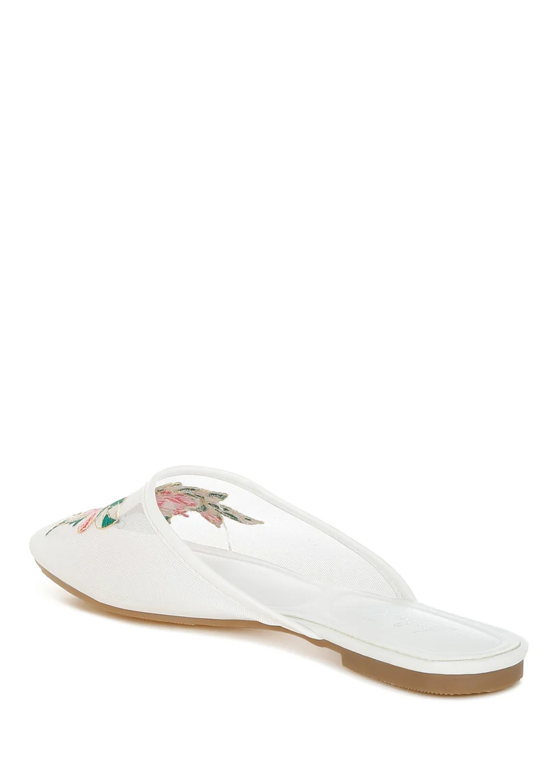 London Rag Floral Embroidered Mesh Mules in White
