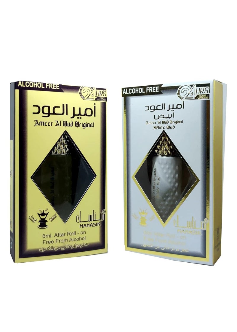 MANASIK AMEER AL OUD ORIGINAL AMEER AL OUD WHITE OUD Alcohol Free Concentrated Attar Roll On 6ml COMBO SET - Image 3