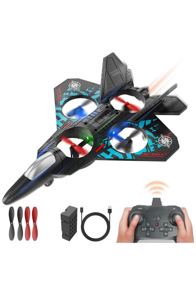 HAVEN RC Aeroplane 2.4GHz Remote Controlled with LED Night Lights, 6CH 6-Axis Gyro, USB Charging, One-Button Control, Stunt Roll, 80m Range – RTF Quadcopter Fighter Plane Toy for Beginners, Kids, Adults Indoor Outdoor - Image 1