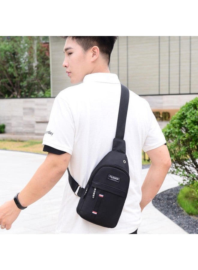 Generic Men's Chest Bag 2021 Youth Waist Bag Fashion Small Backpack Sports Trendy Solid Color Shoulder Crossbody Bag-Color:Black  - Image 1
