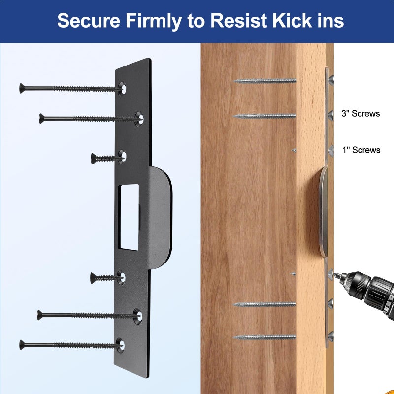 MOSECYOU Extra Long Door Strike Plate 7", Heavy Duty Version, Oversized Striker to Repair Damaged Worn Frame/Slot/Jamb, Large Hole to Fix Latch Sticking, Security Reinforcement Plate - Image 3