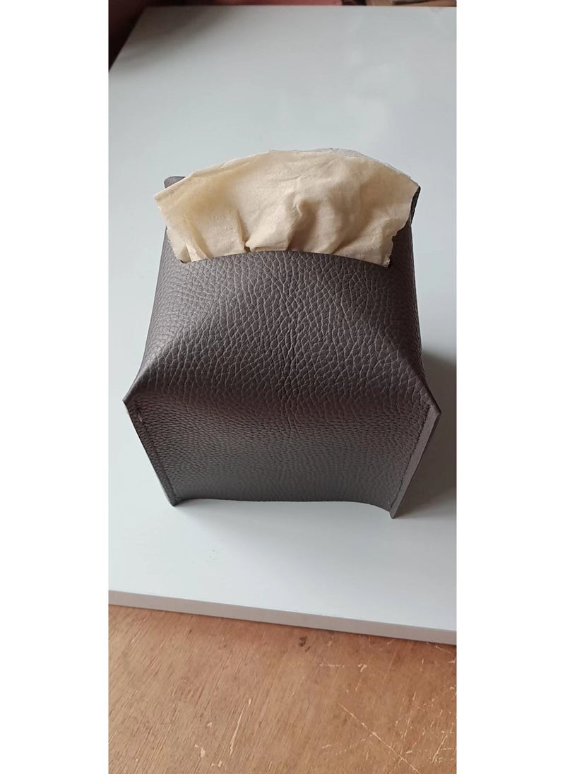 1 x 5 pcs PU Leather Square Tissue Box Cover for Vanity Dark gray