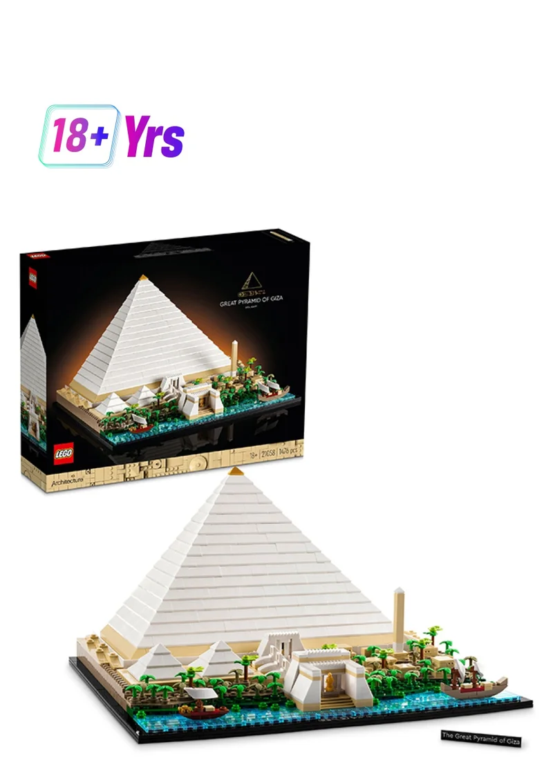 LEGO Architecture Landmarks Collection: Great Pyramid Of Giza 21058 Building Kit; Collectible Display Model For Adults; Fun Gift For Lovers Of History, Ancient Buildings And Travel (1,476 Pieces)