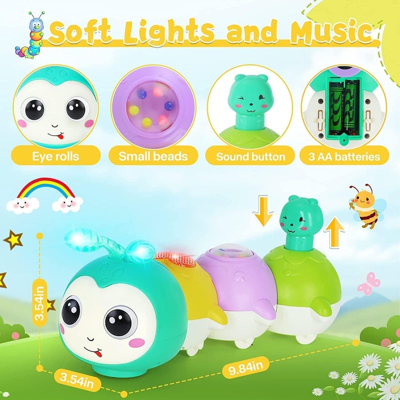 SCIENISH Baby Toys 0-6 Months, Crawling Caterpillar Tummy Time Toy with Magnetic Suction Music Light up, Sensory Learning Infant Toy for 6-12 Month Newborn Toddler 1 Year Old Girl Boy Baby Gifts - Image 3