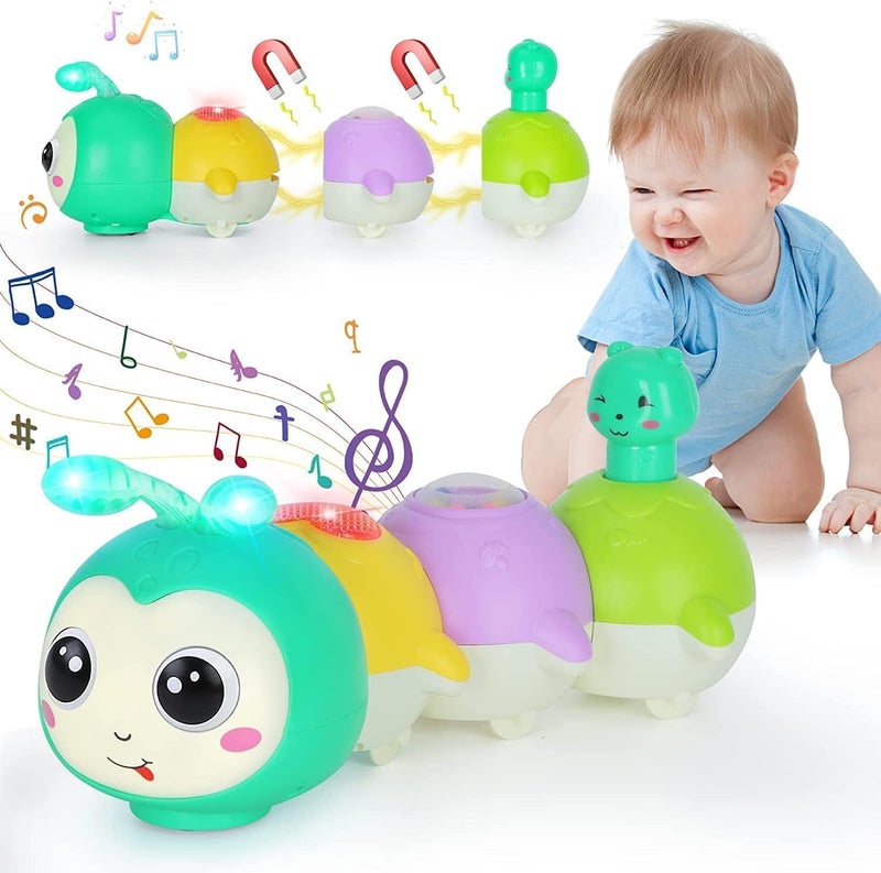 SCIENISH Baby Toys 0-6 Months, Crawling Caterpillar Tummy Time Toy with Magnetic Suction Music Light up, Sensory Learning Infant Toy for 6-12 Month Newborn Toddler 1 Year Old Girl Boy Baby Gifts - Image 1