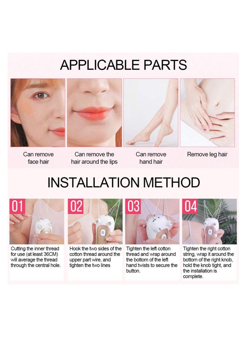 XiuWoo Electric Facial Hair Remover for Women, SYOSI Threading Epilator,Face Massager Pull Faces Delicate Device Depilation, Epilator Trimmer Ladies Removing Fuzz(Gold) - Image 4