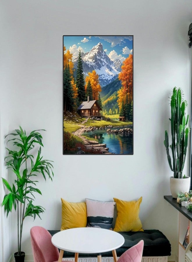 TREXEE DIY Mountain Paint By Numbers Kit Beginner Cabin Adult Paint By Number Kits On Canvas Mountain Acrylic Oil Painting Kit For Beginners Kids Adults PNB (40X50 CM)(Without Frame), Multicolor - Image 5