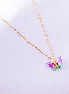 The Black Pearl Accessories Stainless Steel Necklace with a Green Mint Purple Butterfly Pendant  - Image 3