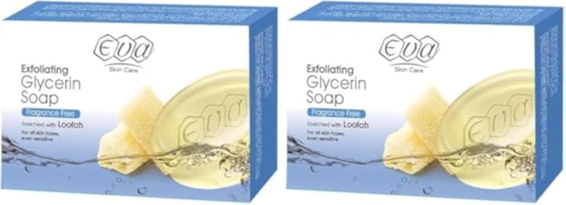 Eva Skin Care - Exfoliating Glycerin Soap, with Loofah (Pack of 2)