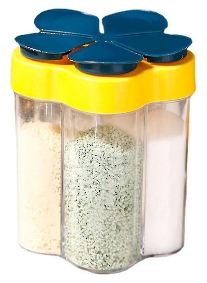 LIMITLESS 5 in 1 Travel Spice Shaker, Compact, Airtight & Convenient for Camping, BBQs, Kitchen, Hiking, Travel and Kitchen, Moisture Proof Spice Containers, Essential for Home use (Yellow)  - Image 1