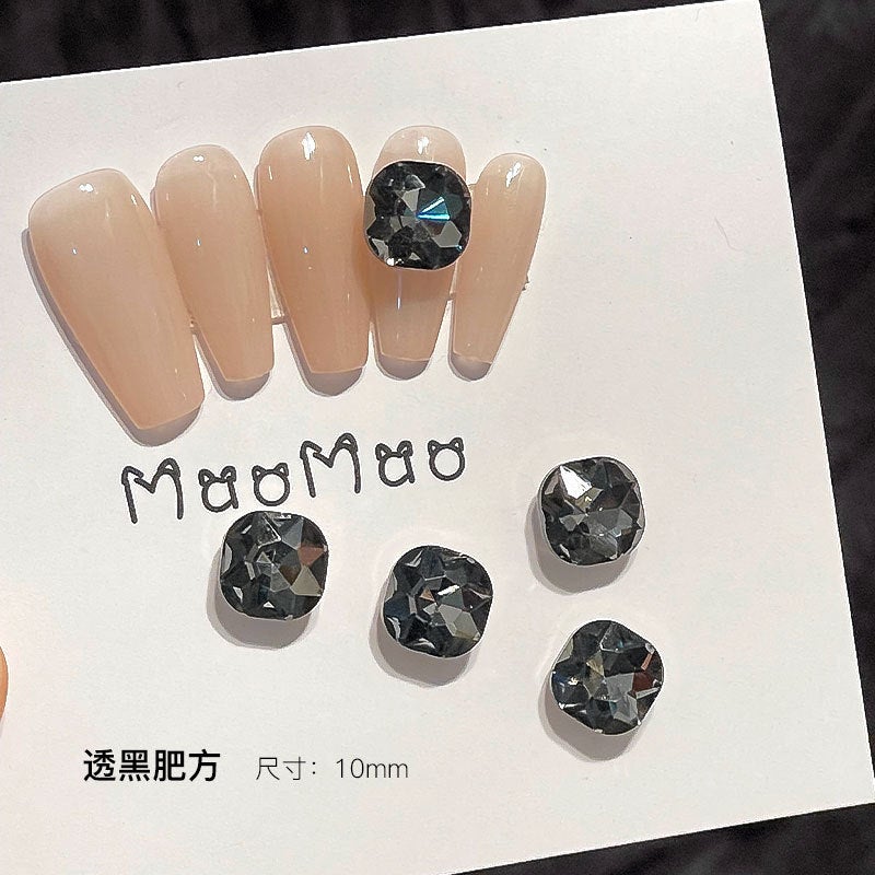 Nail Art Through Gray Through Black Diamond Dark Jewelry Diamond Flash Tilt Heart Axe Love Fat Nail Accessories Diamond - Image 1