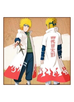 Unisex Naruto Ninja Long Robe Costume Minato Namikaze Cosplay Cape Robe Fourth Ninja Cloak Adult And Kids Costume Uniform Size XL