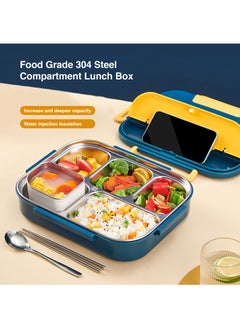 Bonita Lunch Box For Students Kids Adults Insulated Lunch Box Stainless Steel 4 Compartment Lunch Box For Office With Soup Bowl BPA Free Sealed And Leak Proof With Box Bag  - Image 3