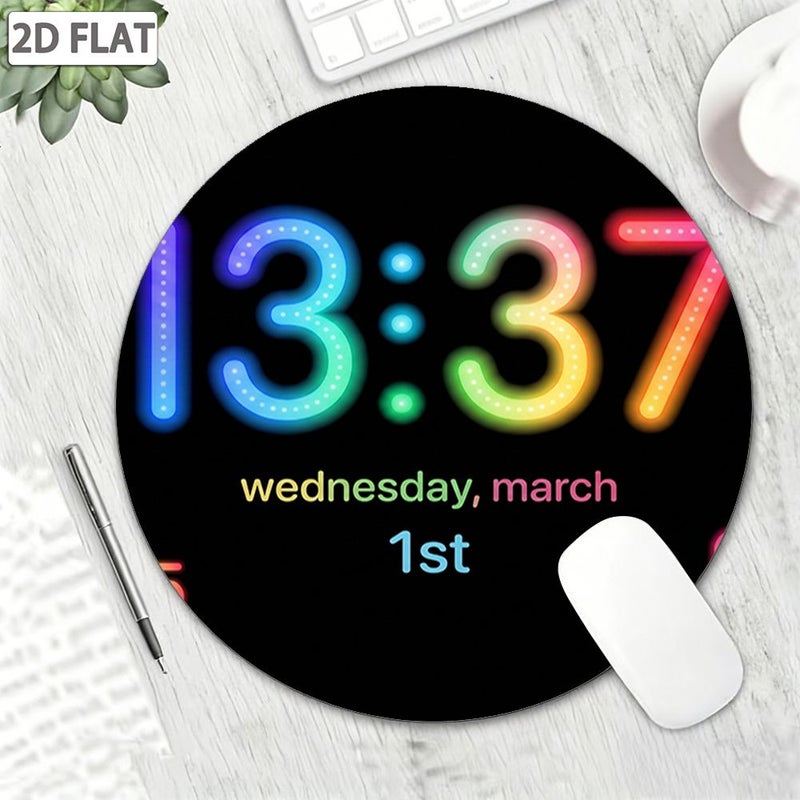 1pc 2D Creative Neon Digital Clock Mouse Pad Multifunctional Information Display Non-Slip Desk Mat With Temperature Weather Steps Battery Display Cool Gradient Glow Style Large Thickened Computer Desk Pad 15.75x35.43 Inch Polychrome - Image 4