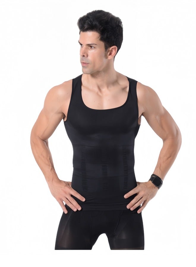 Tight Shapewear Vest for Men, High Compression Shirt Sleeveless Tummy Control Vest Scoop Neck - Waist Slimming - Image 1