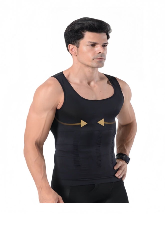 Tight Shapewear Vest for Men, High Compression Shirt Sleeveless Tummy Control Vest Scoop Neck - Waist Slimming - Image 2