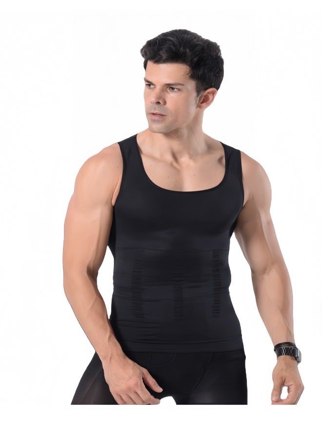Tight Shapewear Vest for Men, High Compression Shirt Sleeveless Tummy Control Vest Scoop Neck - Waist Slimming - Image 3