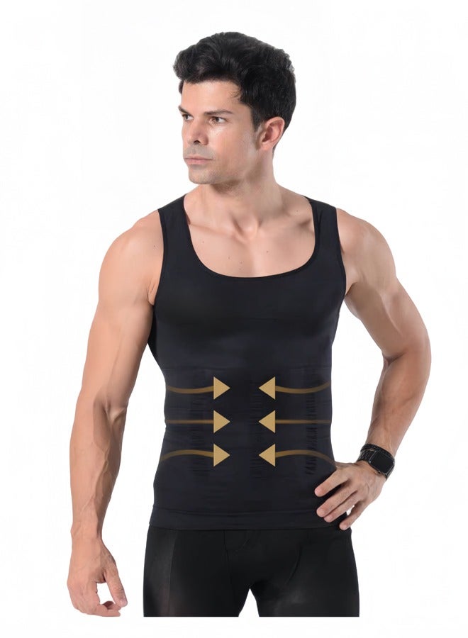 Tight Shapewear Vest for Men, High Compression Shirt Sleeveless Tummy Control Vest Scoop Neck - Waist Slimming - Image 4