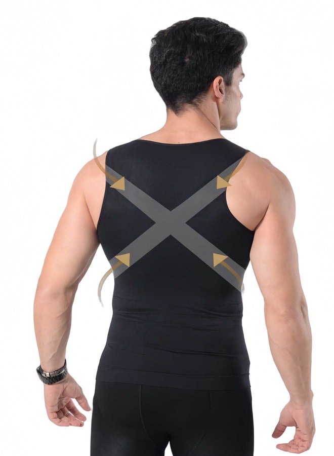 Tight Shapewear Vest for Men, High Compression Shirt Sleeveless Tummy Control Vest Scoop Neck - Waist Slimming - Image 5