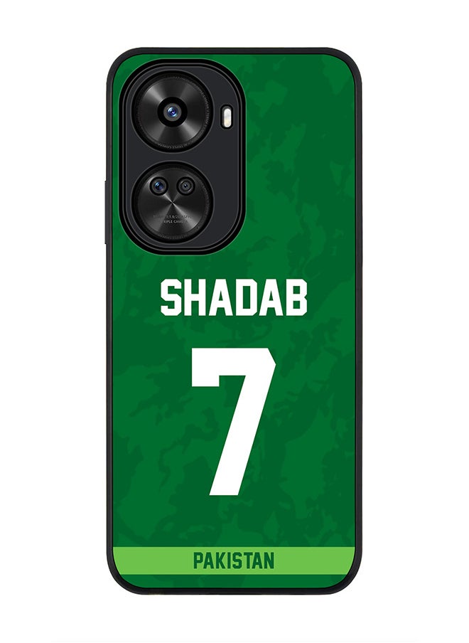 Stylizedd Rugged Black edge case for Huawei nova 12 SE / Huawei nova 11 SE 4G, Slim fit Flexible Anti Drop Thin Cover - Team Pakistan Shadab Khan, Jersey No 7  - Image 1