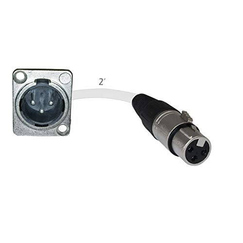 MCSPROAUDIO 2ft Pigtail: XLR Male Panel Mount to XLR Female Plug (White) - Image 2