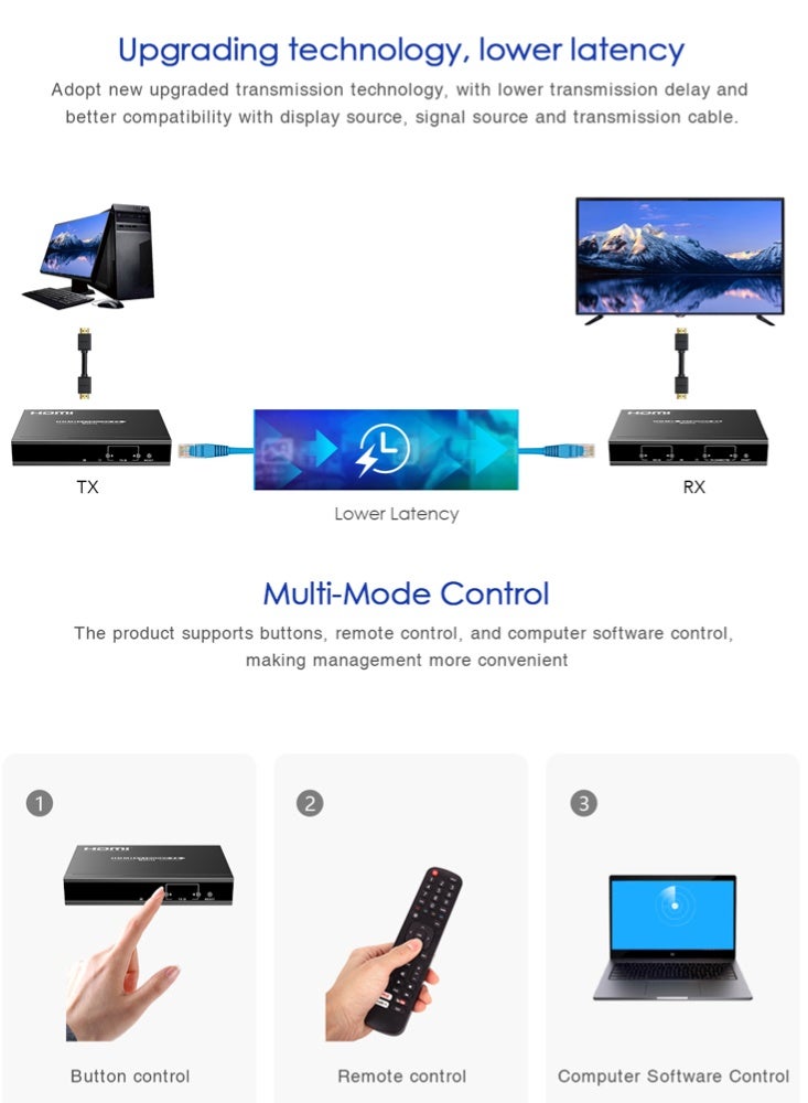 لينكينج جهاز إرسال HDMI ماتريكس عبر الشبكة TX – دقة 1080P@60Hz، مدى 120 متر، نظام توزيع فيديو سلكي - Image 5