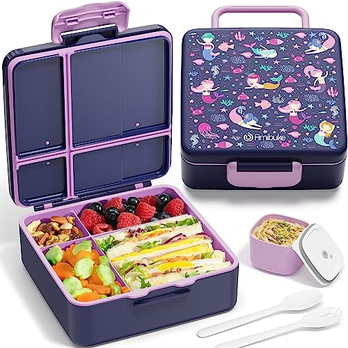 Fimibuke Bento Lunch Box for Kids, Leak Proof Toddler Bento Box with 4 Compartments BPA Free Dishwasher Safe Lunch Container with Utensils, Ideal Portion Sizes for Ages 3-12 Girls Boys for School - Image 1