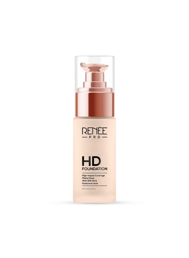 RENEE PRO HD Full Coverage Liquid All Skin Type Foundation - Ceder, Seamless HD Coverage with Matte Finish | SPF30 | Weightless & Long Lasting | Enriched Aloe, Coffee, Chamomile & Vitamin E, 30 Ml - Image 1
