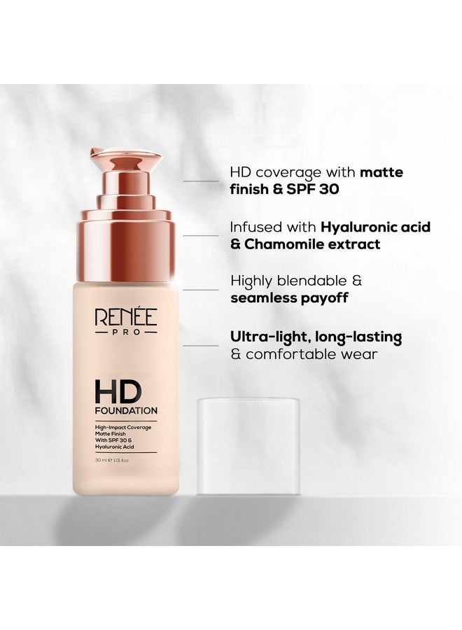 RENEE PRO HD Full Coverage Liquid All Skin Type Foundation - Ceder, Seamless HD Coverage with Matte Finish | SPF30 | Weightless & Long Lasting | Enriched Aloe, Coffee, Chamomile & Vitamin E, 30 Ml - Image 5