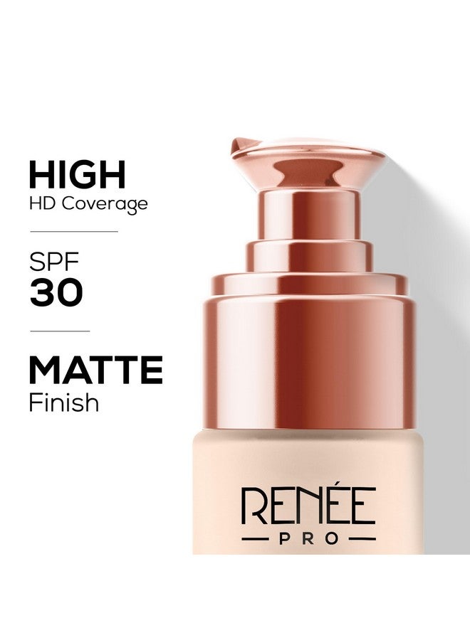 RENEE PRO HD Full Coverage Liquid All Skin Type Foundation - Ceder, Seamless HD Coverage with Matte Finish | SPF30 | Weightless & Long Lasting | Enriched Aloe, Coffee, Chamomile & Vitamin E, 30 Ml - Image 3