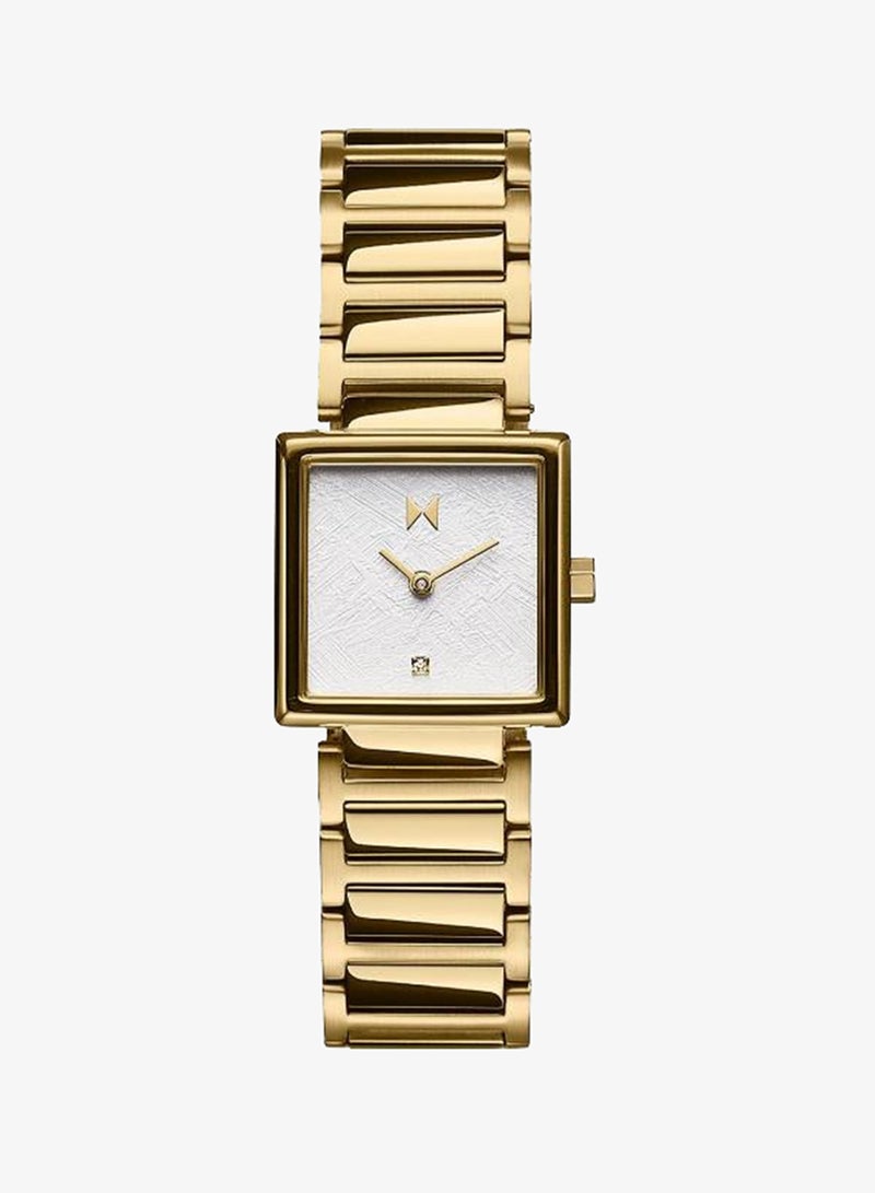 Women's Quartz Watch, White Dial, Gold Stainless Steel Strap