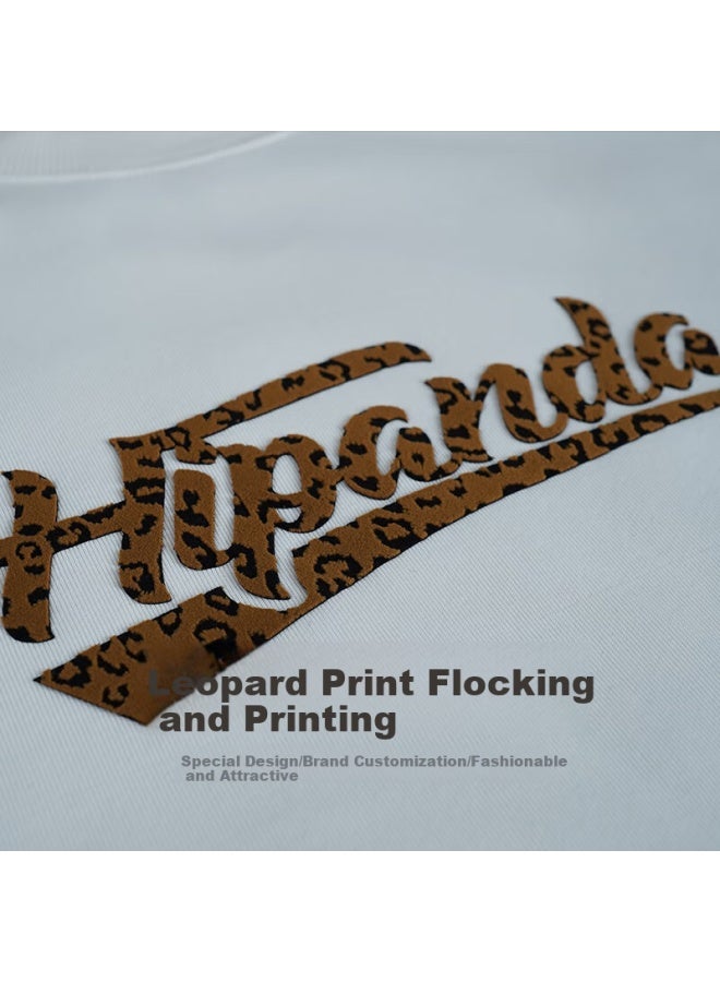 Hipanda o Panda Sweatshirt For Men, Autumn Season, 3d Flocked Round Neck, Trendy American Retro Style, Versatile Comfortable Top, Black, XL - Image 2