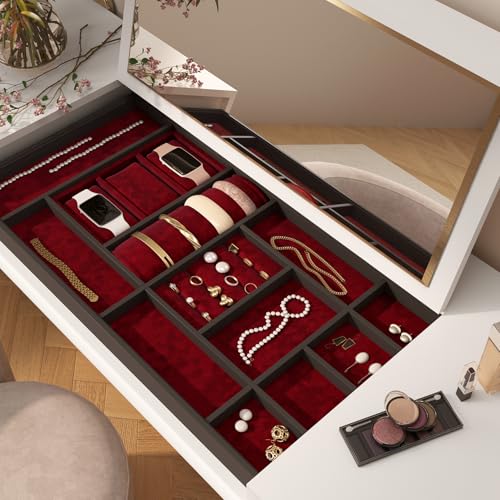 Stickyart Dark Red Peel and Stick Velvet Wallpaper Drawer Liner Luxury Textured Fabric Contact Paper Self Adhesive Removable Vintage Felt Wall Paper for Jewelry Box Cabinets Bedroom Wall 12"x80" - Image 3