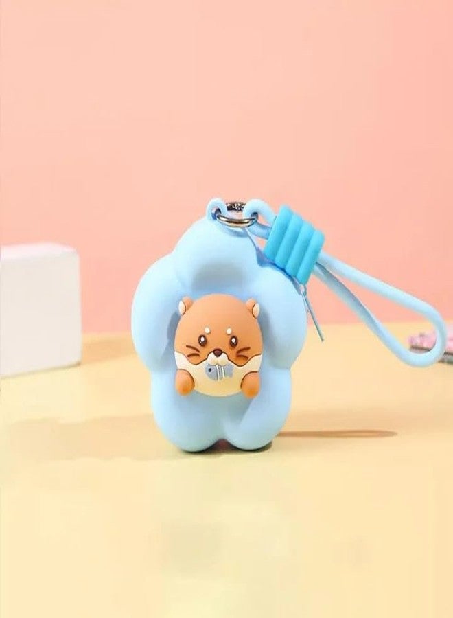 SID MAGIC Kawaii Flower Silicone Mini Coin Purse Earphone Case with Strap Cute Animal Capybara Bunny Cat Storage Bag Gift (Blue Fisher Otter) - Image 2