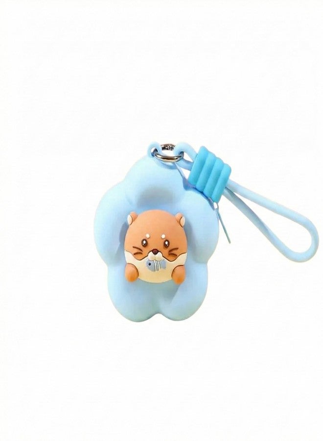 SID MAGIC Kawaii Flower Silicone Mini Coin Purse Earphone Case with Strap Cute Animal Capybara Bunny Cat Storage Bag Gift (Blue Fisher Otter) - Image 1