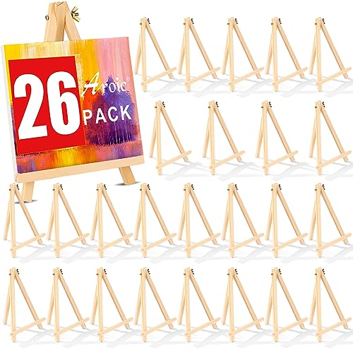 26 Pack 9 Inch Wood Easels Easel Stand for Painting Canvases Art and Crafts Tripod Painting Party Easel Kids Student Tabletop Easels for Painting Portable Canvas Photo Picture Sign Holder