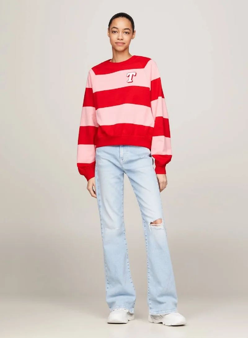TOMMY JEANS Relaxed Letterman Stripe Sweatshirt