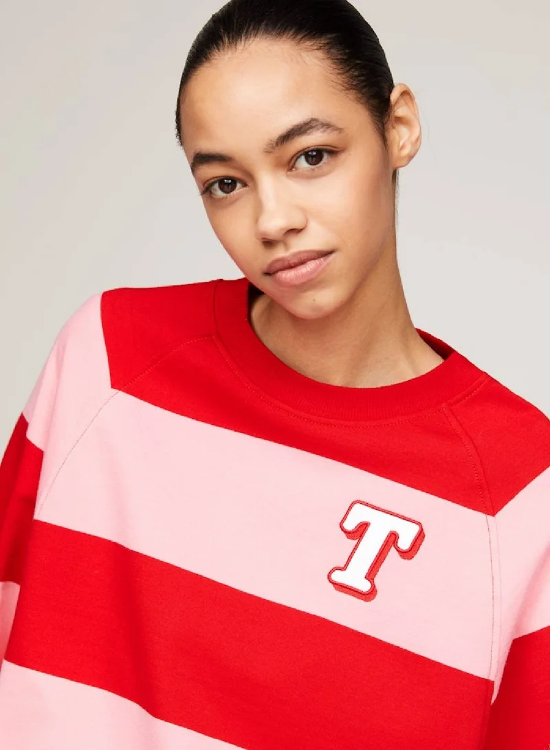 TOMMY JEANS Relaxed Letterman Stripe Sweatshirt