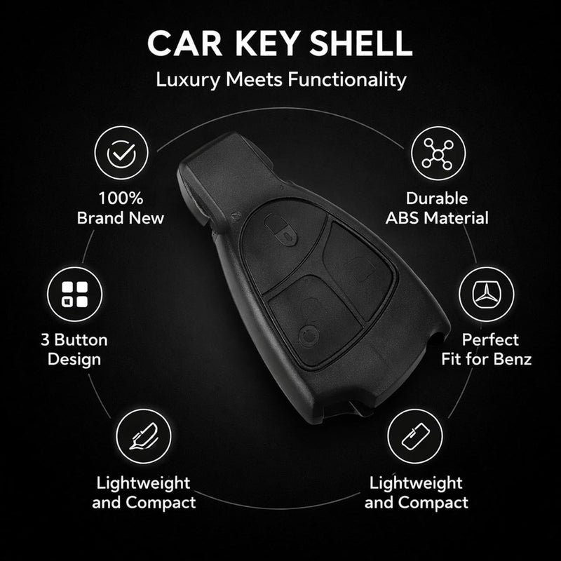 Car Key Fob Case Shell, 3 Buttons, Black Replacement for C E ML S CLK CL - Durable ABS Material, Precise Button Fit, Easy Shell Replacement - Image 4