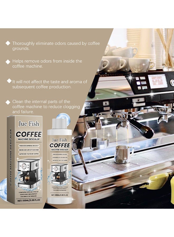 JUE-FISH Coffee Machine Descaler, Coffee Machine Descaling Solution, Deep Cleans Limescale&Coffee Oils, Environmentally Friendly Universal Descaling Agent For Coffee And Espresso Machines, Powerful Formula Removes Tough Dirt And Grease (100ML) - Image 2
