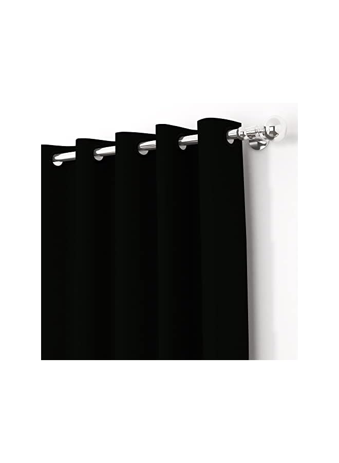 The Bros Blackout Curtains, for Living/Bedroom. Premium Faux Silk, Rich Polyester. Light Blocking, Thermal Insulation, Noise Reduction. Grommet. Solid Black, 2 Panels, 215cm/7ft - Image 2