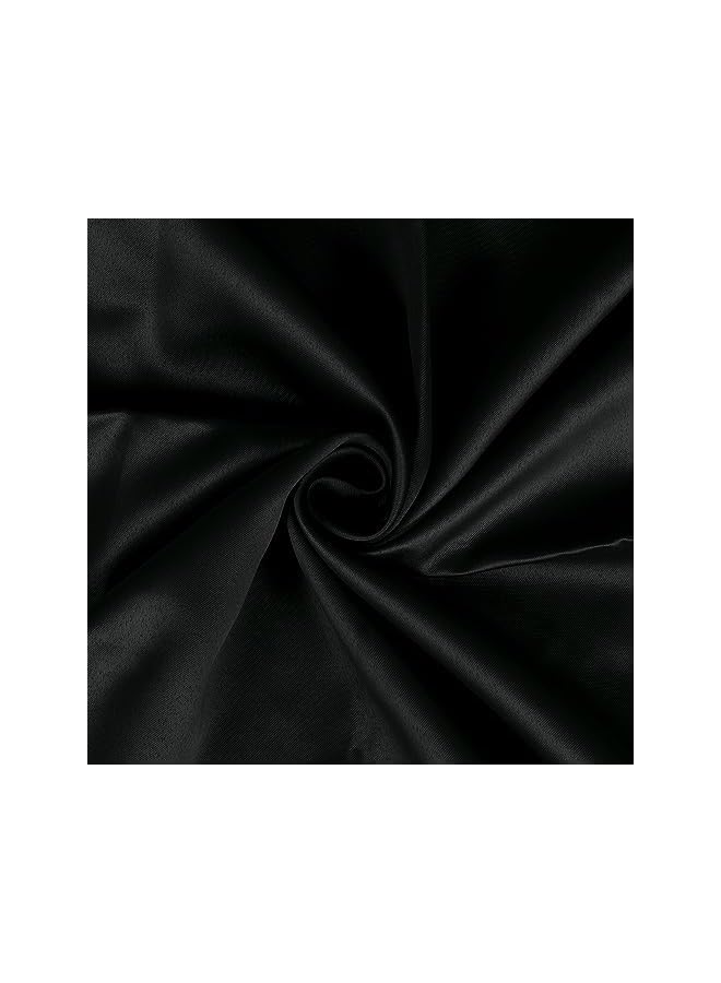 The Bros Blackout Curtains, for Living/Bedroom. Premium Faux Silk, Rich Polyester. Light Blocking, Thermal Insulation, Noise Reduction. Grommet. Solid Black, 2 Panels, 215cm/7ft - Image 4