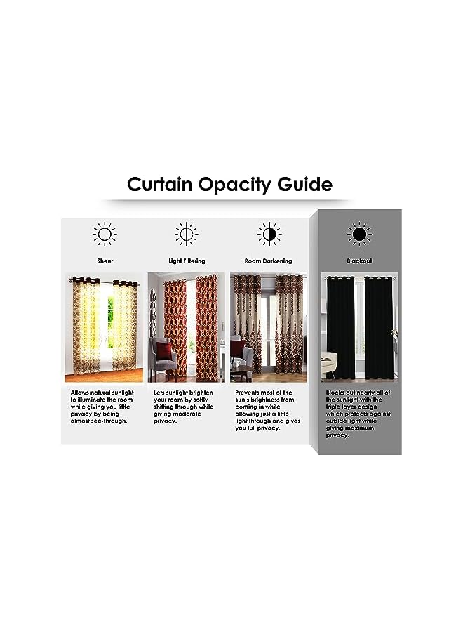 The Bros Blackout Curtains, for Living/Bedroom. Premium Faux Silk, Rich Polyester. Light Blocking, Thermal Insulation, Noise Reduction. Grommet. Solid Black, 2 Panels, 215cm/7ft - Image 5