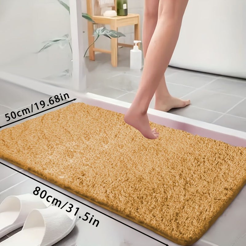White 50x80cm Ultra Soft Absorbent Non Slip Bathroom Mat Set - Image 4