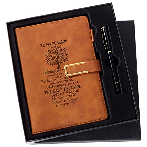 kullder Leather Journal Gift for Men Custom Notebook for Husband Personalized Journal A5 Travel Diary Vintage Leather Sketchbook Anniversary Christmas for Husband Perfect Gifts Box Set with Pen - Image 1