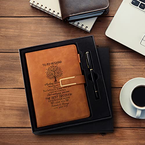 kullder Leather Journal Gift for Men Custom Notebook for Husband Personalized Journal A5 Travel Diary Vintage Leather Sketchbook Anniversary Christmas for Husband Perfect Gifts Box Set with Pen - Image 4
